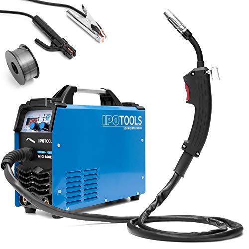 IPOTOOLS MIG-160ER Inverter Schweißgerät MIG MAG - Schutzgas Schweissgerät mit 160 Ampere auch FLUX/Fülldraht und Elektroden geeignet/E-Hand/Digitalanzeige/IGBT / 230V / 7 Jahre Garantie